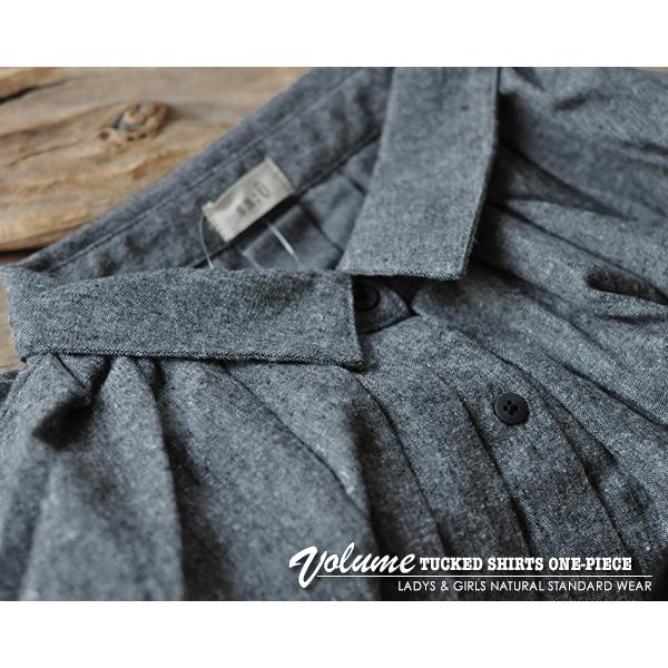 《30%OFF》ワンピース シャツ レディース 長袖 襟付き 体型カバー ワイド 大きいサイズ 大人 カジュアル 前開き 羽織 ボリュームタックシャツワンピース | ブランド登録なし | 03
