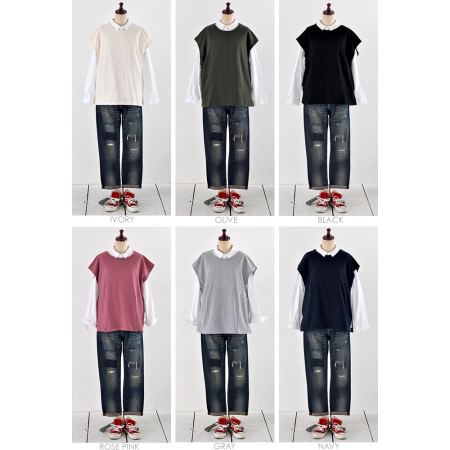 《半額セール》ベスト トップス 大きい 体型カバー トレーナー スウェット レディース ゆったり ミニ裏毛ワイドプルオーバーベスト | ブランド登録なし | 09