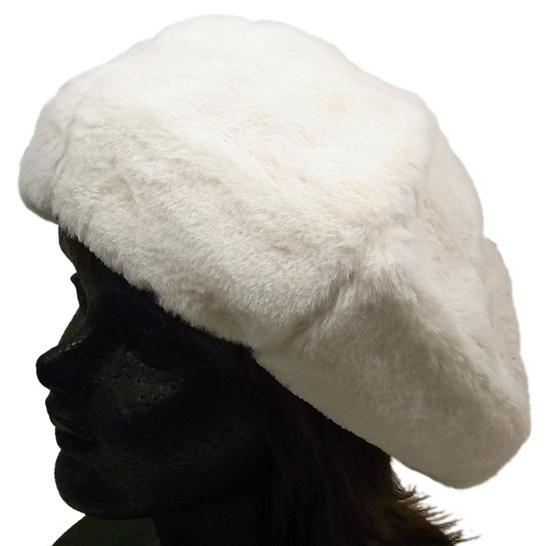 ファーベレー ホワイト エコファー フェイクファー 白 ベレー帽