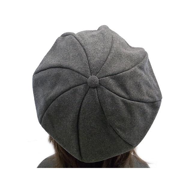 キャスケット グレー ウール混 シンプル 帽子 つば裏チェック柄 メンズ