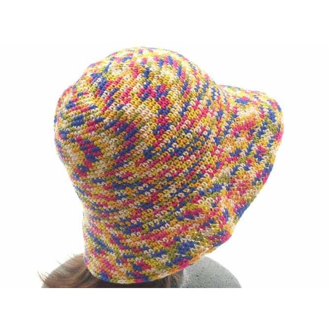 ニットハット 青ピンク白黄緑他MIX クロシェ クラッシャーハット