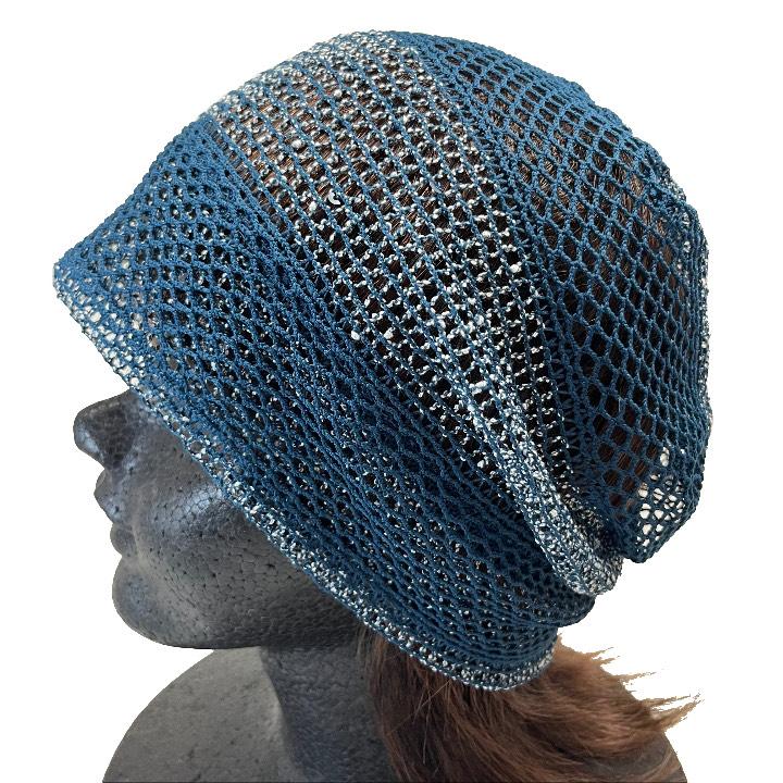 ワッチ ピーコックブルー メッシュ あみあみ 薄手 レース スパンコール