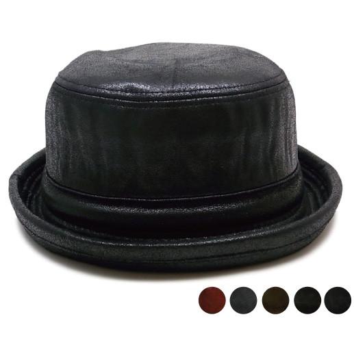 ポークパイハット フェイクレザー DIGZHAT 大きいサイズも バケハ