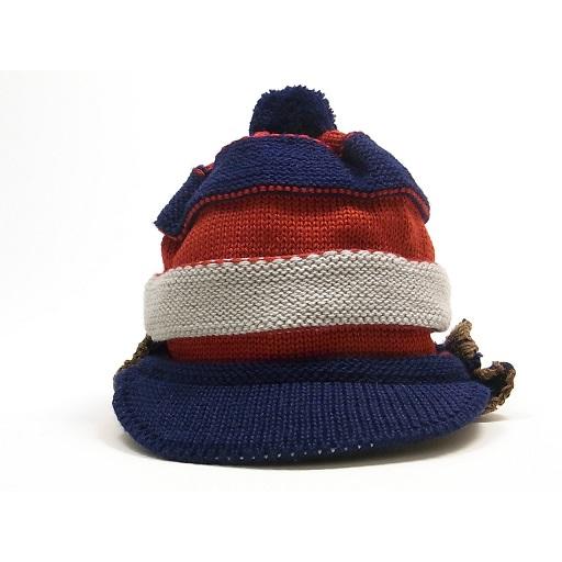 小さい帽子 ぼんぼん キャスケット ネイビー ボーダー ニット帽