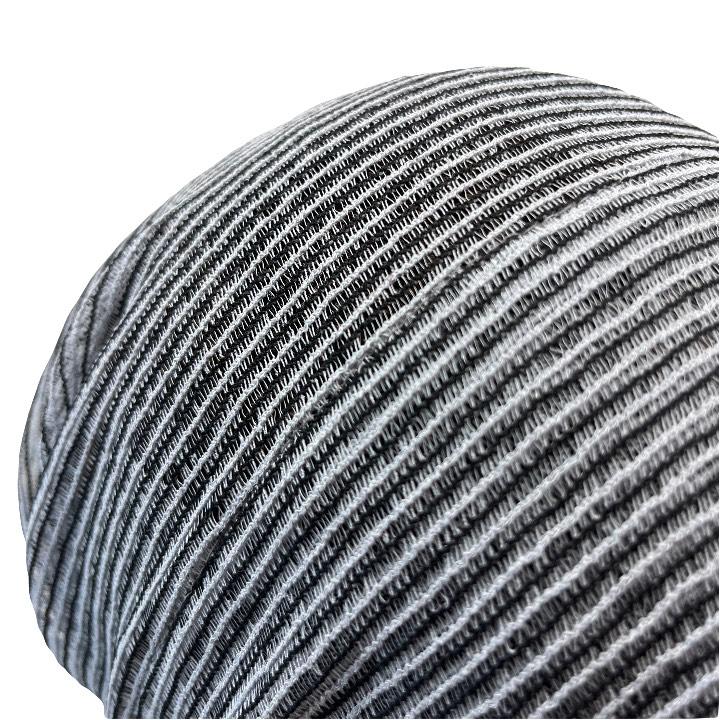 レースワッチ グレーxブラック 薄手 ハンドメイド ニット帽