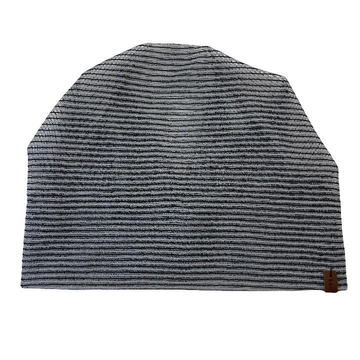 レースワッチ グレーxブラック 薄手 ハンドメイド ニット帽