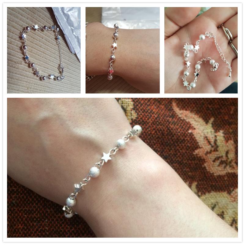 シルバー925 バックル留め金ブレスレット　星条旗ビーズ飾り付き シルバー925 バックル留め金ブレスレット 星条旗ビーズ飾り付き