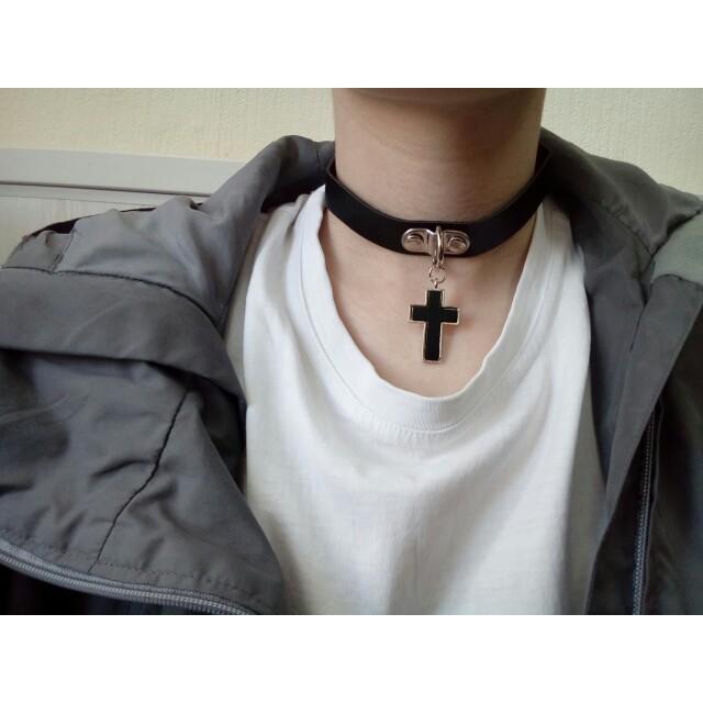 チョーカー ネックレス アクセサリー レザーチョーカー クロス