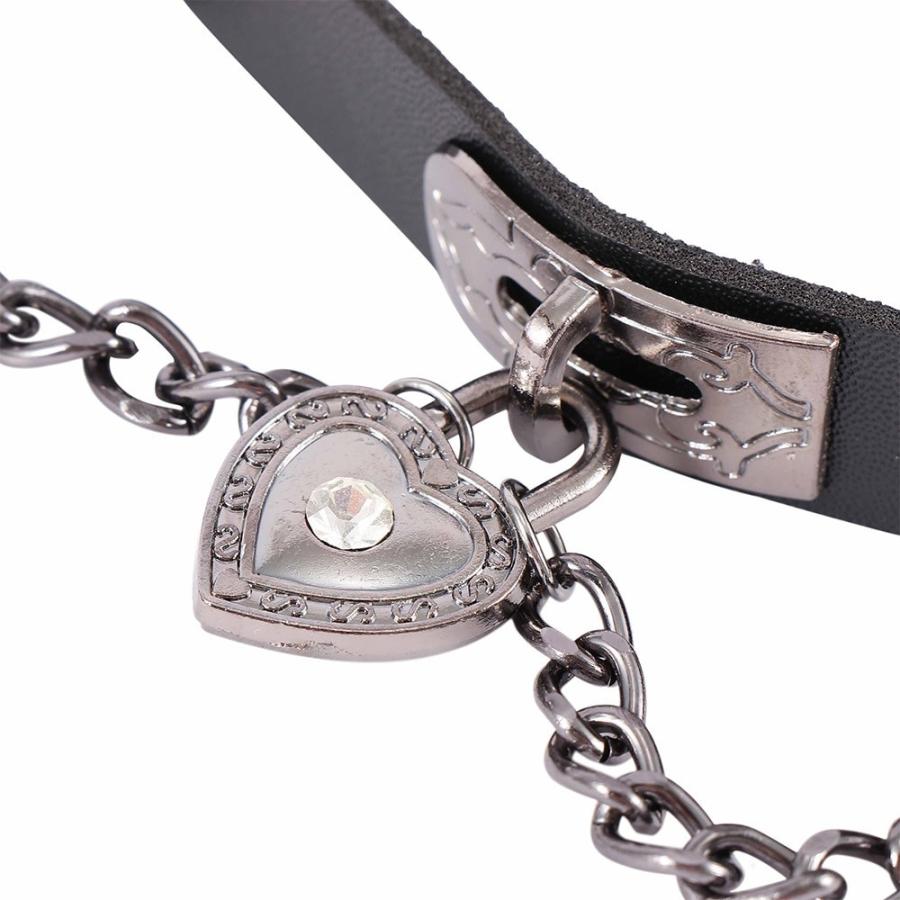 ネックレス チョーカー レザーチョーカー ハート型 南京錠 モチーフ