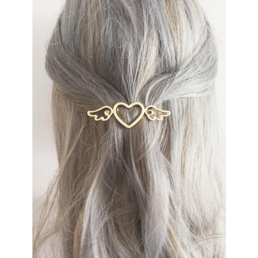 ヘアピン ヘアクリップ ヘアアクセサリー オープンハート 天使の羽根