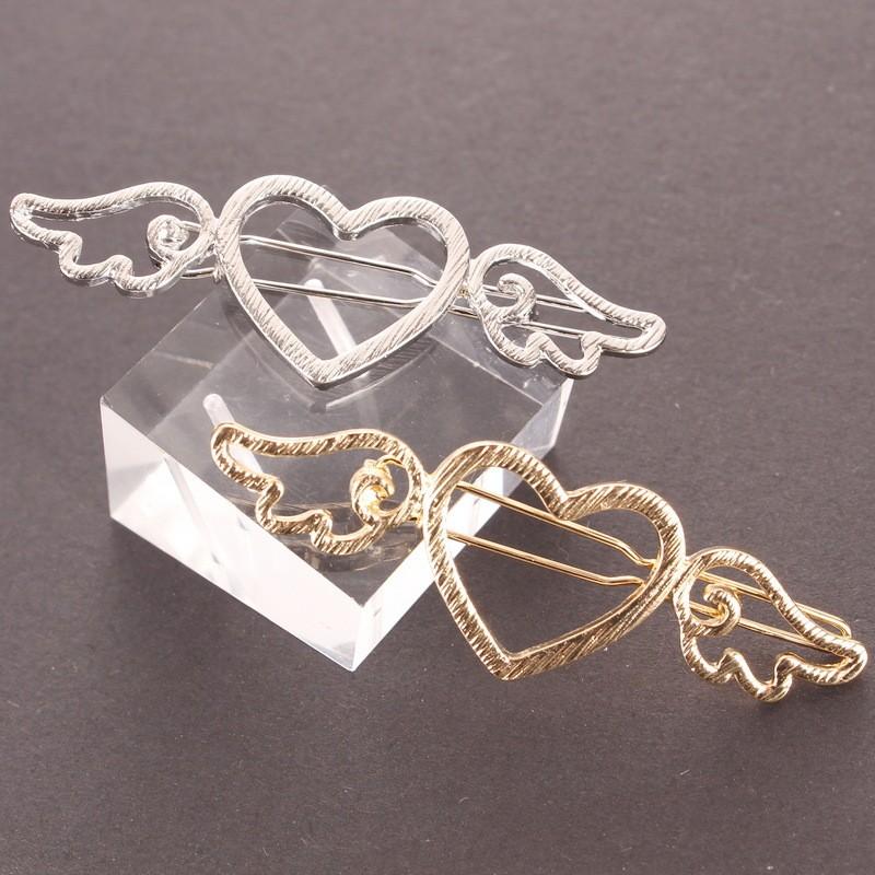 ヘアピン ヘアクリップ ヘアアクセサリー オープンハート 天使の羽根