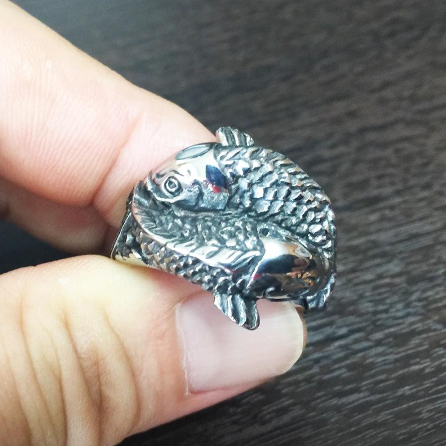 指輪 リング メンズ アクセサリー 鯉 和柄 登龍門 ステンレス