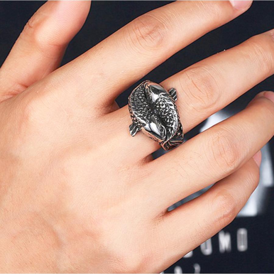 指輪 リング メンズ アクセサリー 鯉 和柄 登龍門 ステンレス
