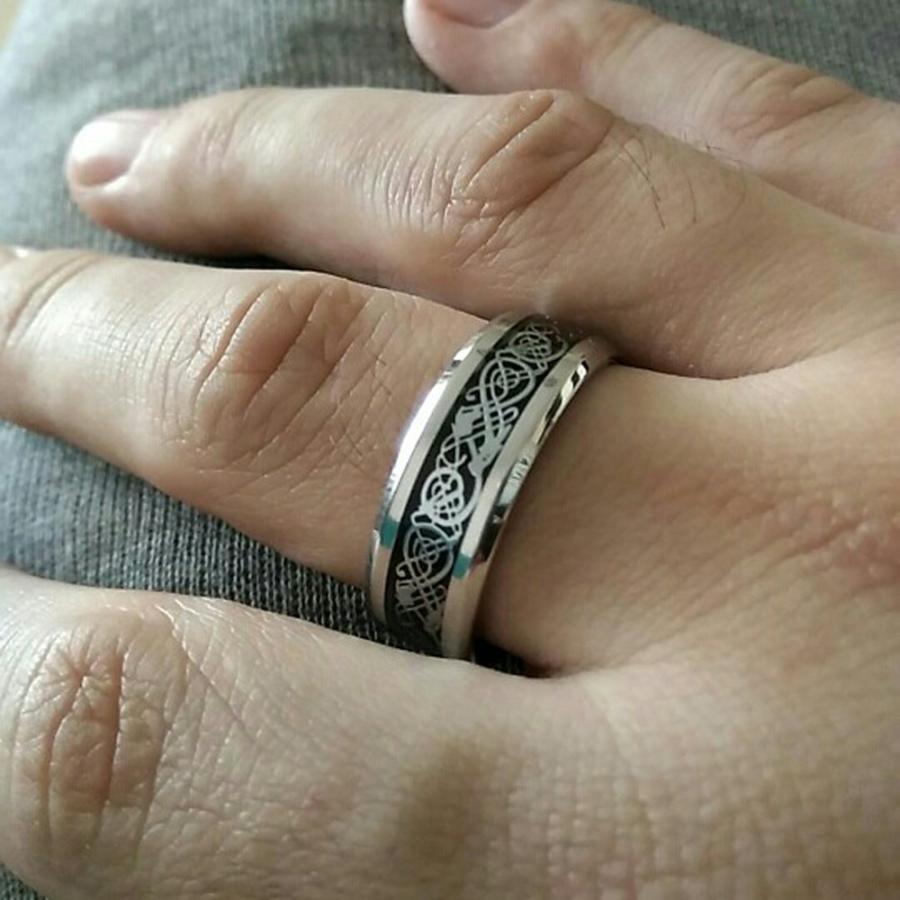 上等な R365 リング 指輪 タングステン ドラゴン 耐久性 ブルー 龍紋