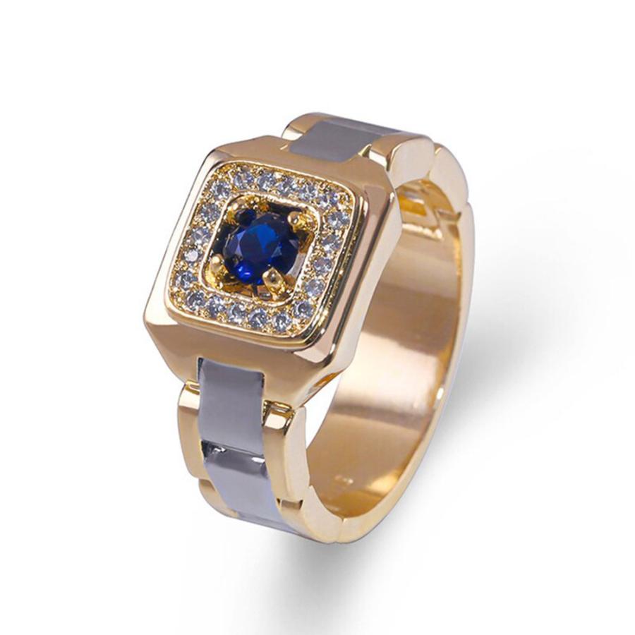 リング 指輪 ブルー クリスタル ジルコニア ダイヤ CZ チェーン ゴールド シルバー コンビ メンズ レディース ユニセックス 青 アクセサリー  :macc-382:ちゅらネット にふぇーでーびる 通販 