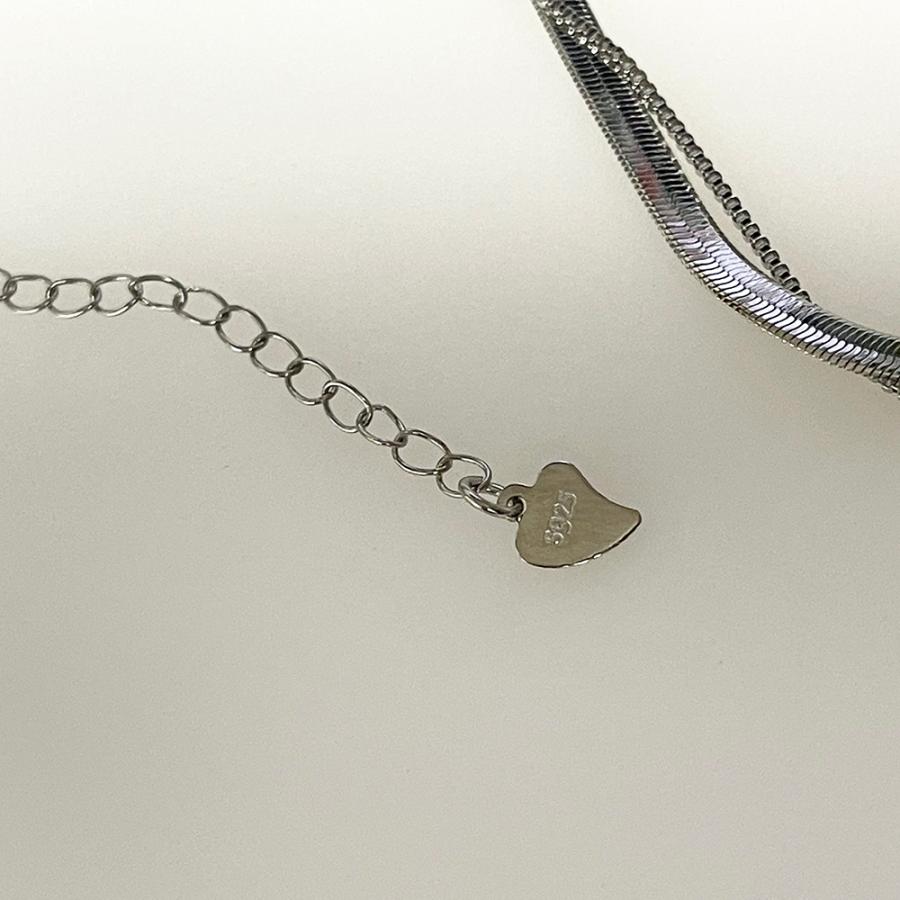 ネックレス スネークチェーン フラット スネーク シルバー 2連