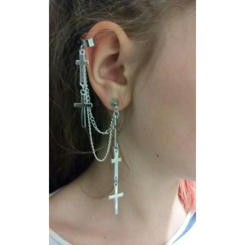 ピアス イヤーカフ チェーン 十字架 クロス 片耳用 シルバー ゴールド ブラック アクセサリー パンク ｖ系 ヴィジュアル系 Piace 041 ちゅらネット にふぇーでーびる 通販 Yahoo ショッピング