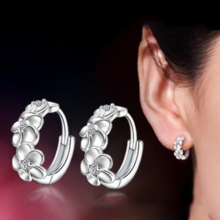 ピアス レディース アクセサリー シルバー フープピアス 925 フラワー 
