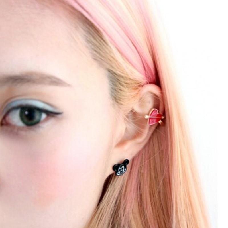 イヤークリップ イヤーカフ ハート エナメル 矢 アロー ノンホール