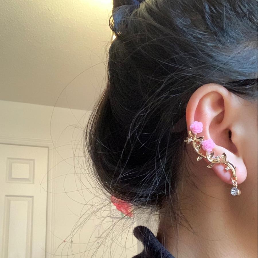 海外輸入 no.611 紅白 花ピアス イヤリング 和風 卒業式 袴 着物 赤 en