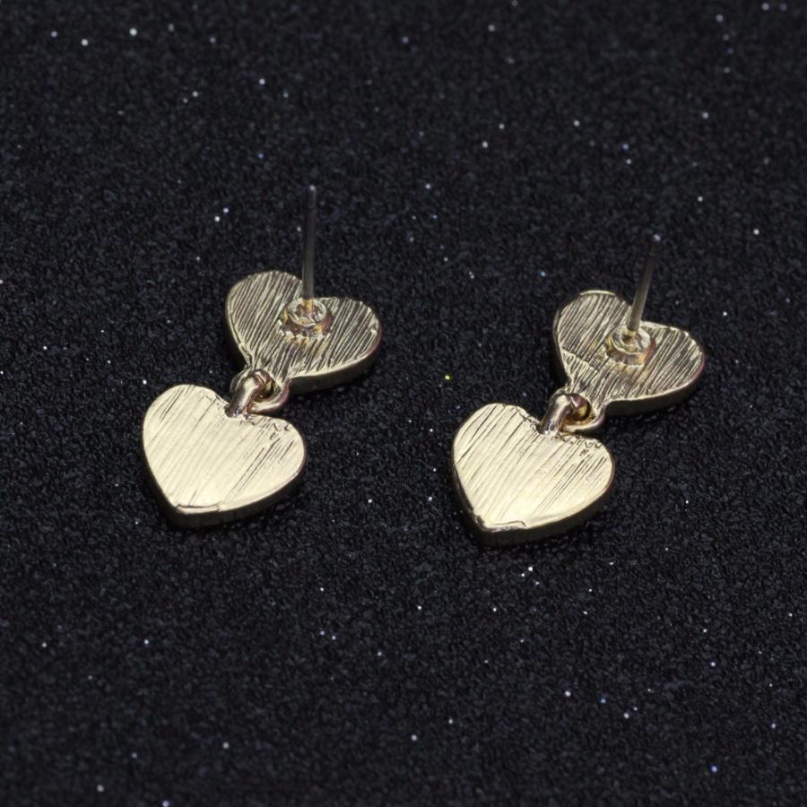ピアス ダブルハート ハート ピンク ホワイト 両耳用 アクセサリー