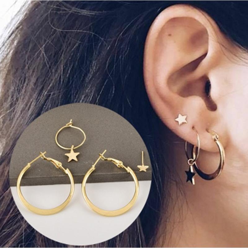 【ちーころさん専用】STAR JEWELRY 星型 フープ ピアス セット ちーころさん専用】STAR JEWELRY 星型 フープ ピアス セット