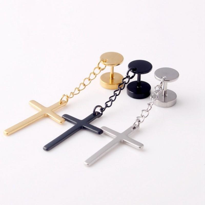 ピアス レディース メンズ チェーン ラウンド 十字架 クロス