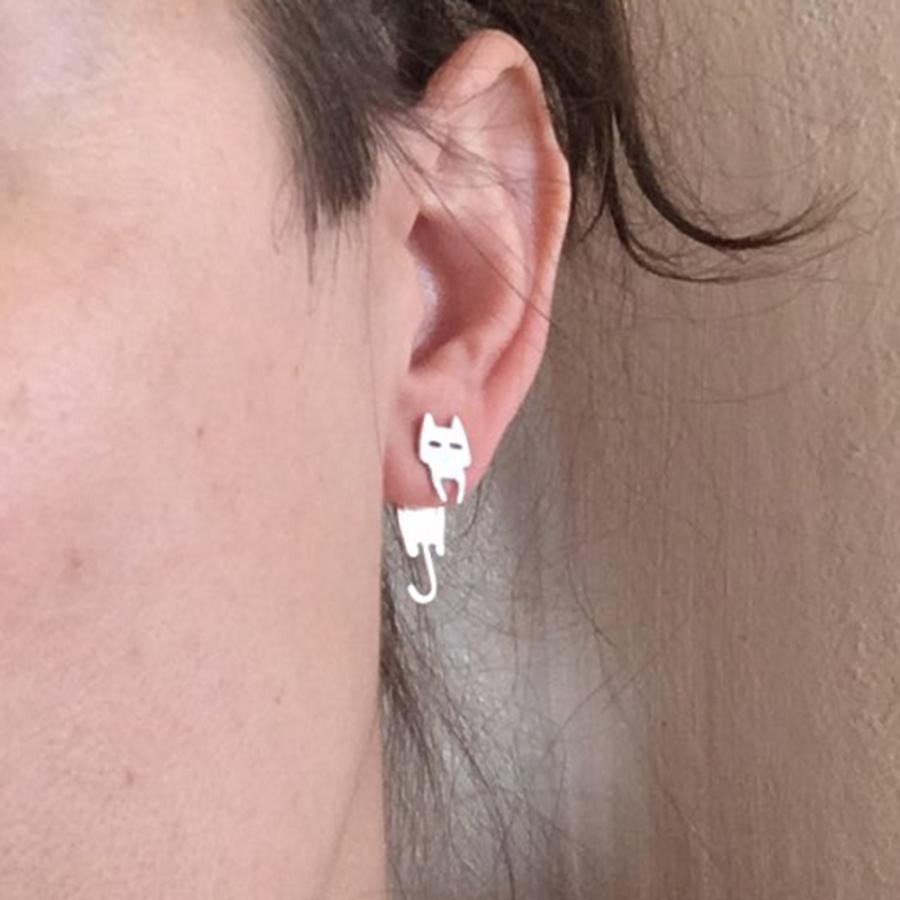 ピアス ねこ ネコ 猫 ぶらさがり シルバーピアス にゃんこ 魚