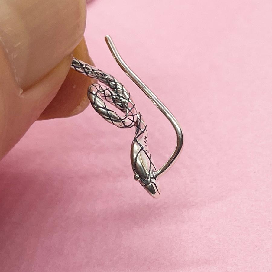 ピアス S925 シルバー スネーク 蛇 ヘビ フックピアス 金運 レディース