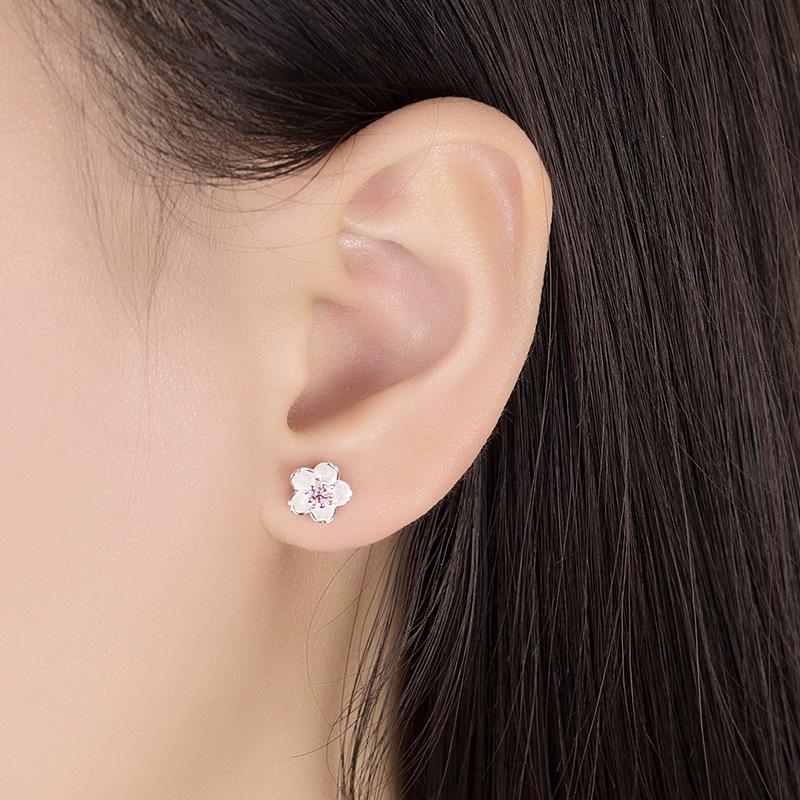 ピアス シルバー 桜 さくら チェリーブロッサム スタッド パープル