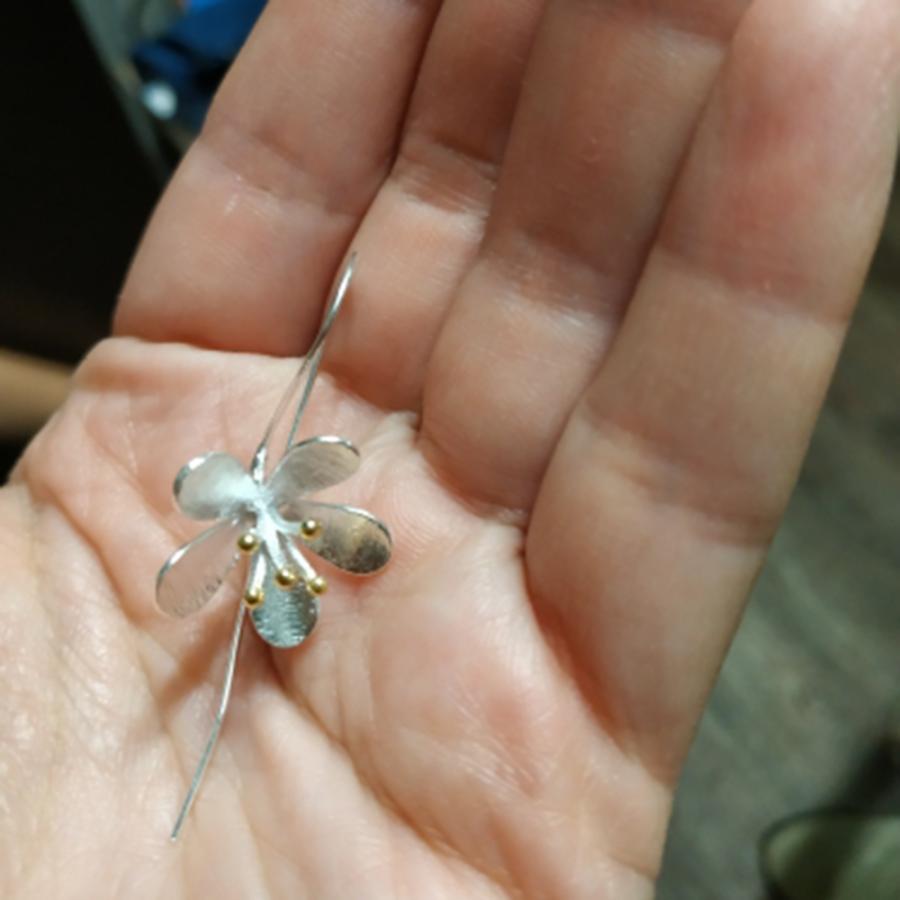 ピアス 蓮花 ロングピアス シルバー 蓮華 フックピアス 蓮の花