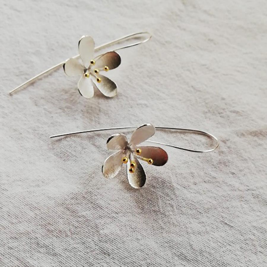 ピアス 蓮花 ロングピアス シルバー 蓮華 フックピアス 蓮の花