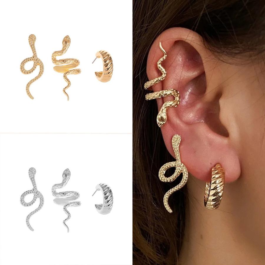 ピアス イヤーカフ 3点セット 3個 スネーク 蛇 へび 片耳用