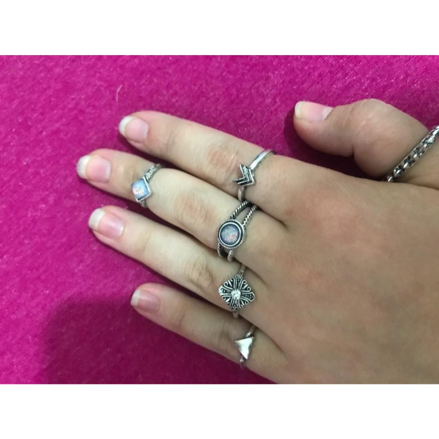 指輪 リング 6個セット レディース オパール V字 ひし形 三角