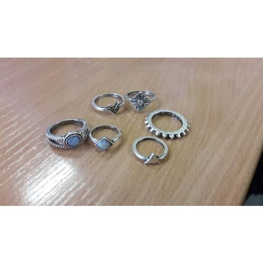ヴィンテージ リングセット 指輪 リング 6個セット レディース オパール V字 ひし形 三角