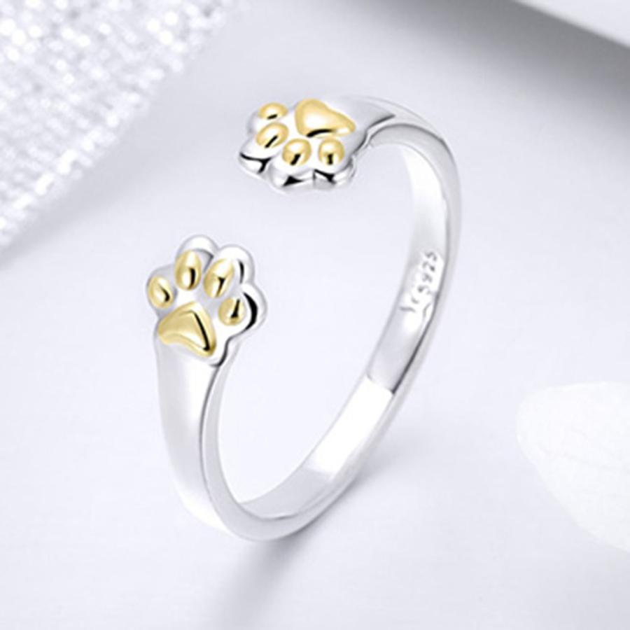 リング 指輪 レディース シルバー 925 シルバーリング 肉球 アニマル 動物 ゴールド 猫 犬 足跡 サイズ調整可 オープンリング フリーサイズ アクセサリー Ring 213 ちゅらネット にふぇーでーびる 通販 Yahoo ショッピング