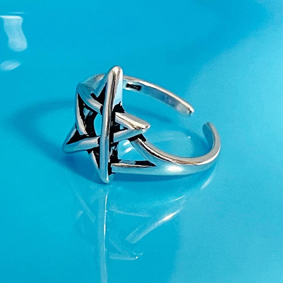 リング 指輪 レディース シルバー 五芒星 ダビデの星 ペンタグラム スターリング 星 スター STAR サイズ調整可 アクセサリー ヴィンテージ調  :ring-295:ちゅらネット にふぇーでーびる 通販 