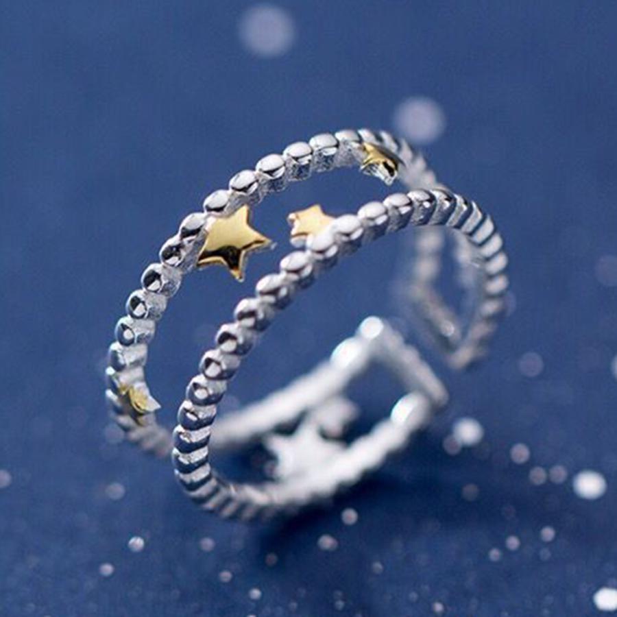 リング 指輪 ゴールドスター ゴールド 幅広 透かし 2連 星 スター