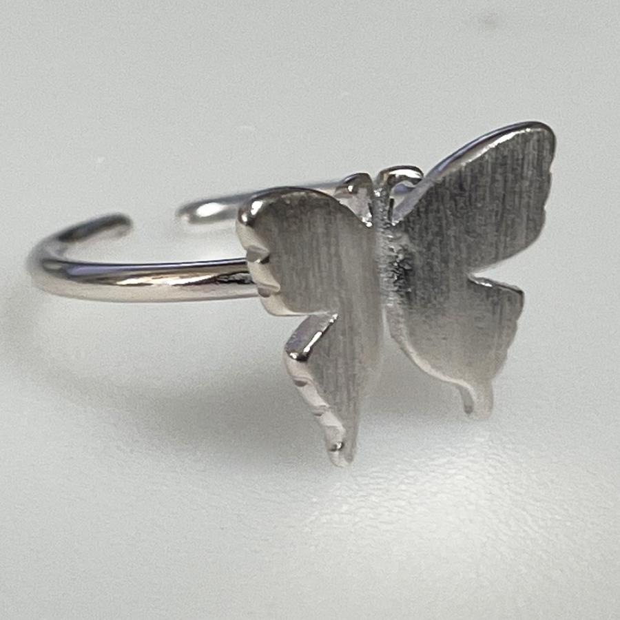 リング 指輪 レディース 蝶々 バタフライ 蝶 マット シルバー