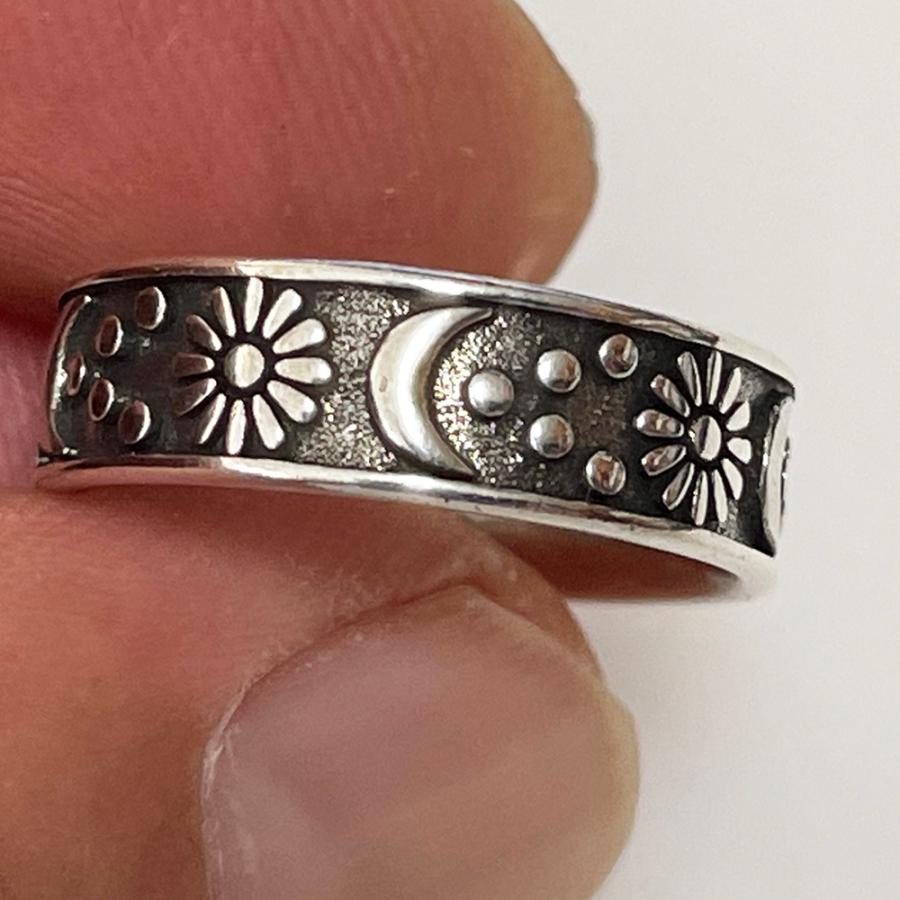 Vintage シルバー925 太陽月リング