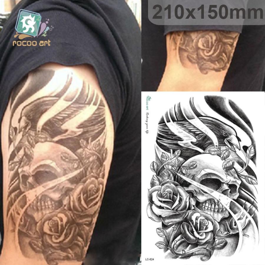 タトゥーシール 防水 スカル ドクロ 髑髏 骸骨 薔薇 烏 超リアル 刺青 墨 ボディシール 大判サイズ ボディーアート タトゥー Tatoo Tatoo 076 ちゅらネット にふぇーでーびる 通販 Yahoo ショッピング