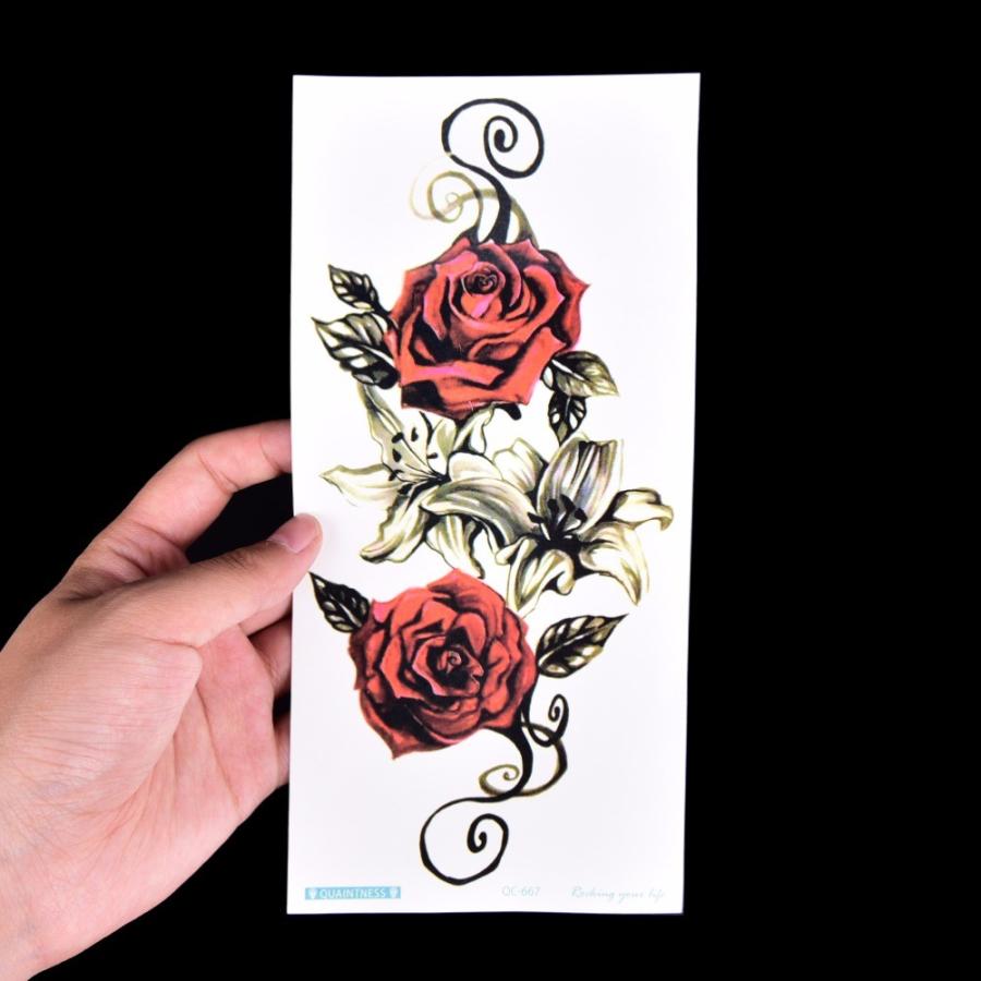 タトゥーシール 花 リアル 赤い薔薇 バラ 薔薇 ばら Rose ボディシール Tatoo 入れ墨 刺青 転写 防水 隠す ボディアート オマケ付 Tatoo 080 ちゅらネット にふぇーでーびる 通販 Yahoo ショッピング