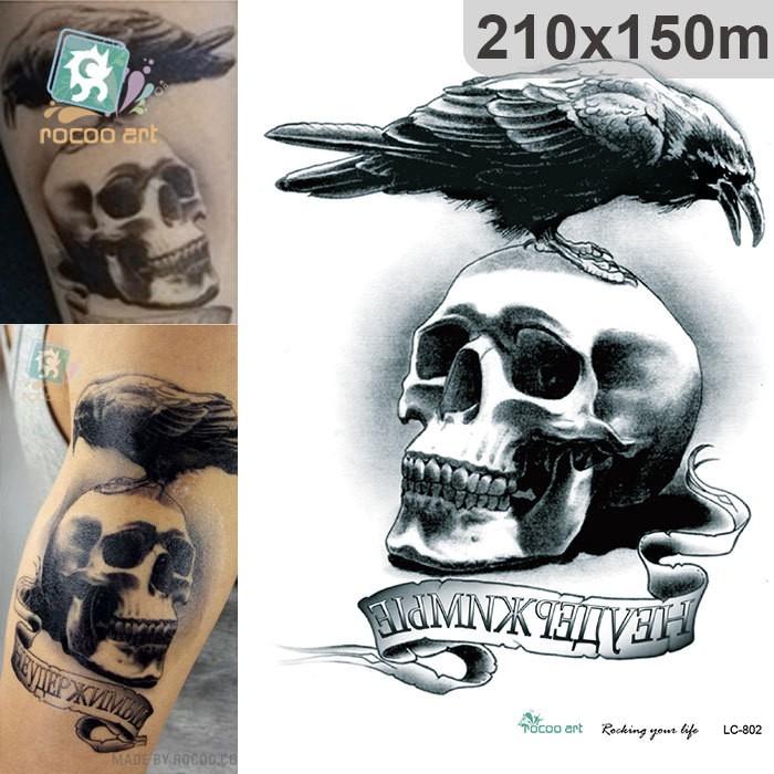 タトゥーシール 防水 スカル 髑髏 ドクロ カラス 烏 超リアル 刺青 入れ墨 フェイク 墨 ボディシール 大判サイズ ボディーアート タトゥー Tatoo Tatoo 157 ちゅらネット にふぇーでーびる 通販 Yahoo ショッピング