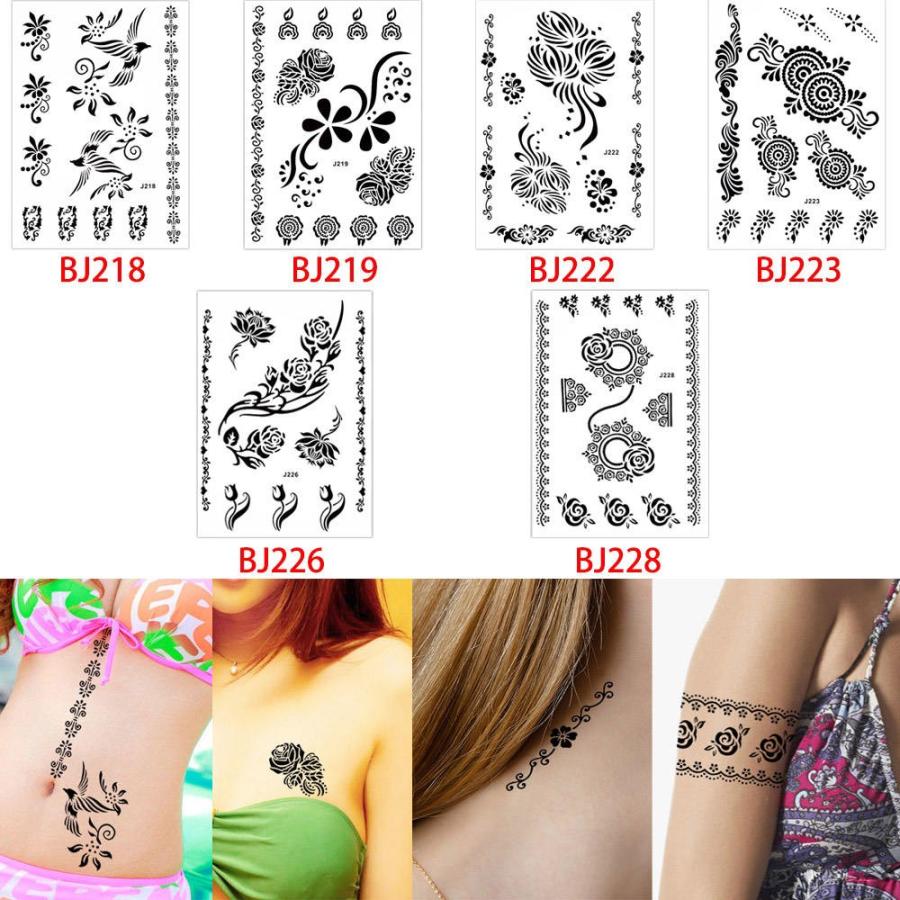 タトゥーシール 防水 大判 ヘナ ヘナタトゥー ボディーシール Bj218 229 花 鳥 刺青 入れ墨 墨 隠す モノクロ 白黒 ボディアート リアル オマケ付 Tatoo 242 ちゅらネット にふぇーでーびる 通販 Yahoo ショッピング