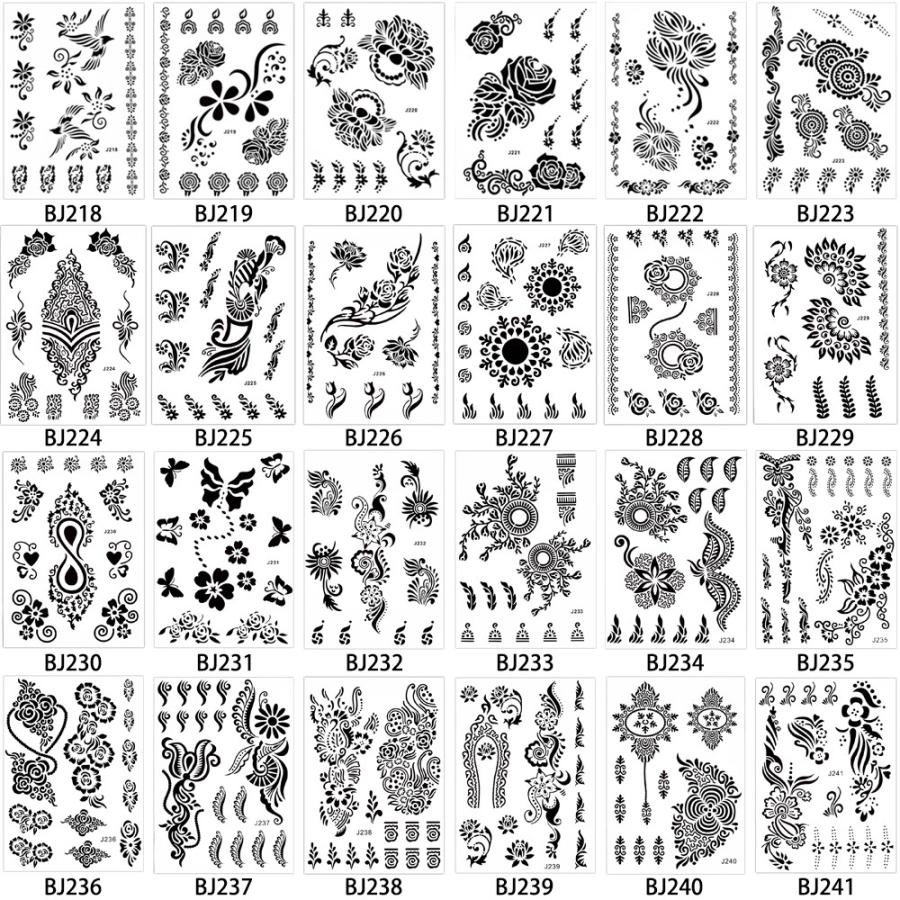 タトゥーシール 防水 大判 ヘナ ヘナタトゥー ボディーシール Bj218 229 花 鳥 刺青 入れ墨 墨 隠す モノクロ 白黒 ボディアート リアル オマケ付 Tatoo 242 ちゅらネット にふぇーでーびる 通販 Yahoo ショッピング