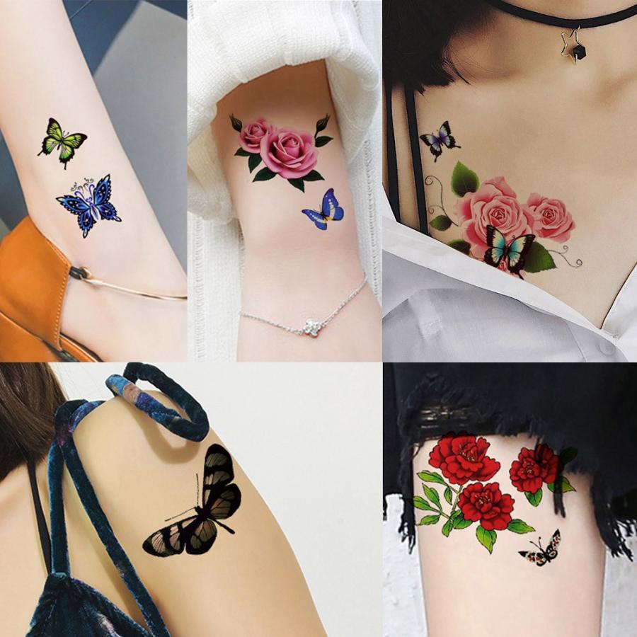 タトゥーシール おしゃれ 5枚セット Bセット 腕 足 花 薔薇 蝶 フラワー 刺青 入れ墨 防水 ヘナ タトゥー デカール フェイク 隠す シール リアル オマケ付 Tatoo 247 ちゅらネット にふぇーでーびる 通販 Yahoo ショッピング