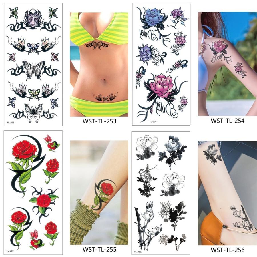 タトゥーシール 選べる 3枚セット オマケ1枚付 セレクト 入れ墨 刺青 防水 花 蝶 薔薇 蓮 50種類 蠍 文字 ヘナ フェイク シール Tatoo 264 ちゅらネット にふぇーでーびる 通販 Yahoo ショッピング