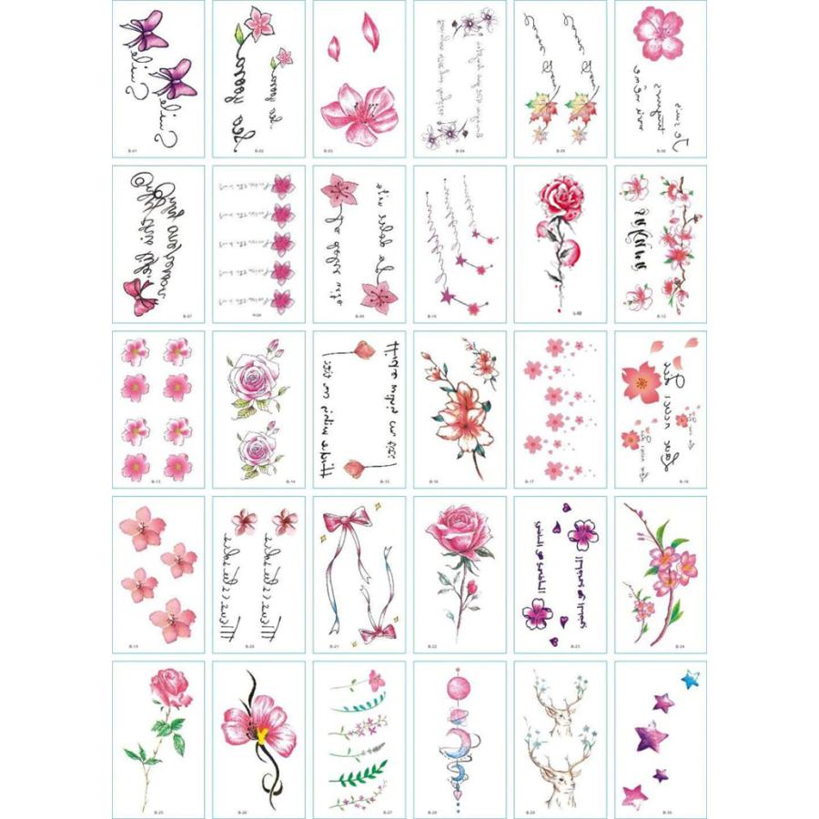 タトゥーシール 文字 30枚セット Bセット お得 タトゥー 防水 お花 フラワー 薔薇 鹿 ハイビスカス 文字 かわいい リアル 長持ち カラー デカール シール Tatoo 273 ちゅらネット にふぇーでーびる 通販 Yahoo ショッピング