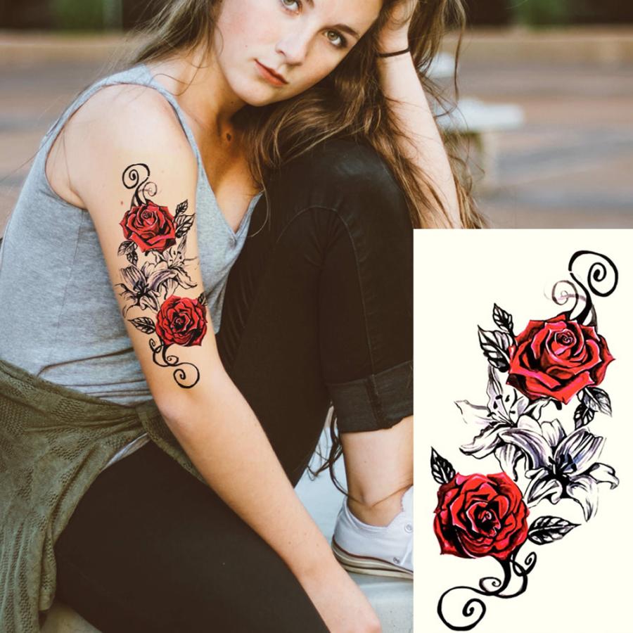国際ブランド タトゥーシール 花 オシャレ 人気 バラ Academiatlc Com