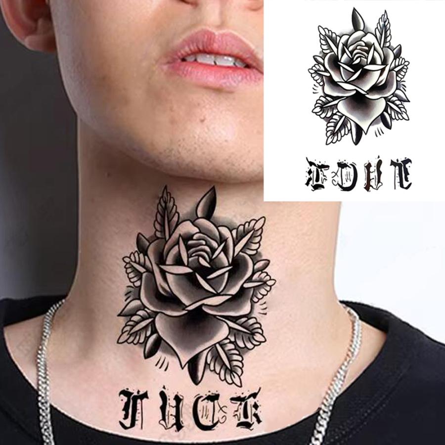 タトゥーシール 花 薔薇 バラ ばら ROSE 白黒 モノクロ 手の甲